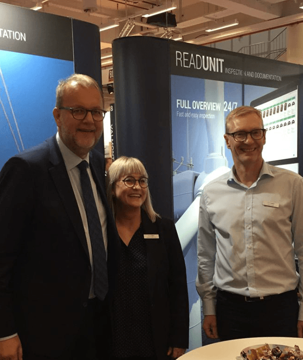 Torben Kofoed, medejer af Readunit sammen med energi-, forsynings- og klimaminister, Lars Christian Lilleholt på Wind Energy Hamburg messen