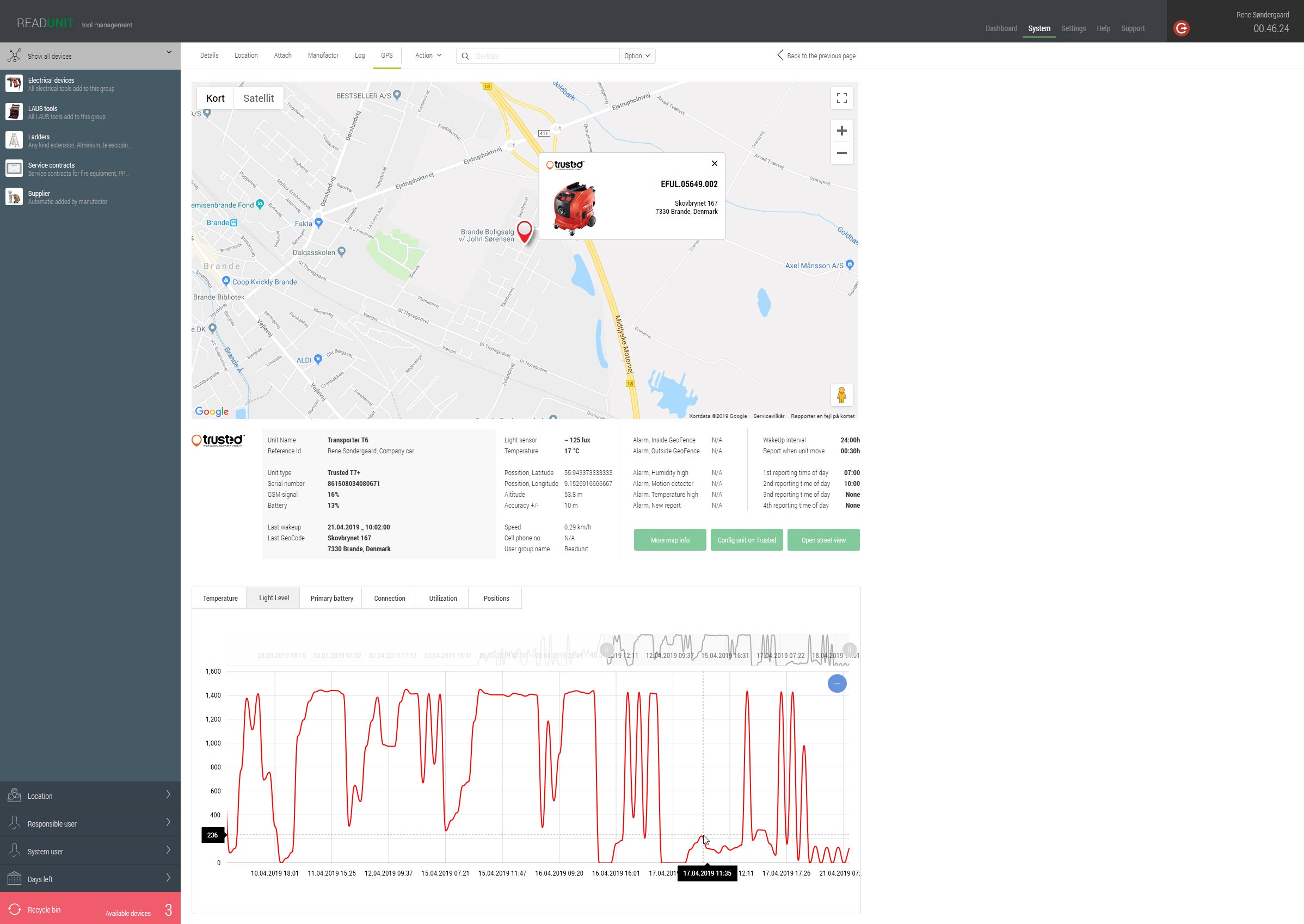 Keep track of your equipment using Readunit GPS tracking 
