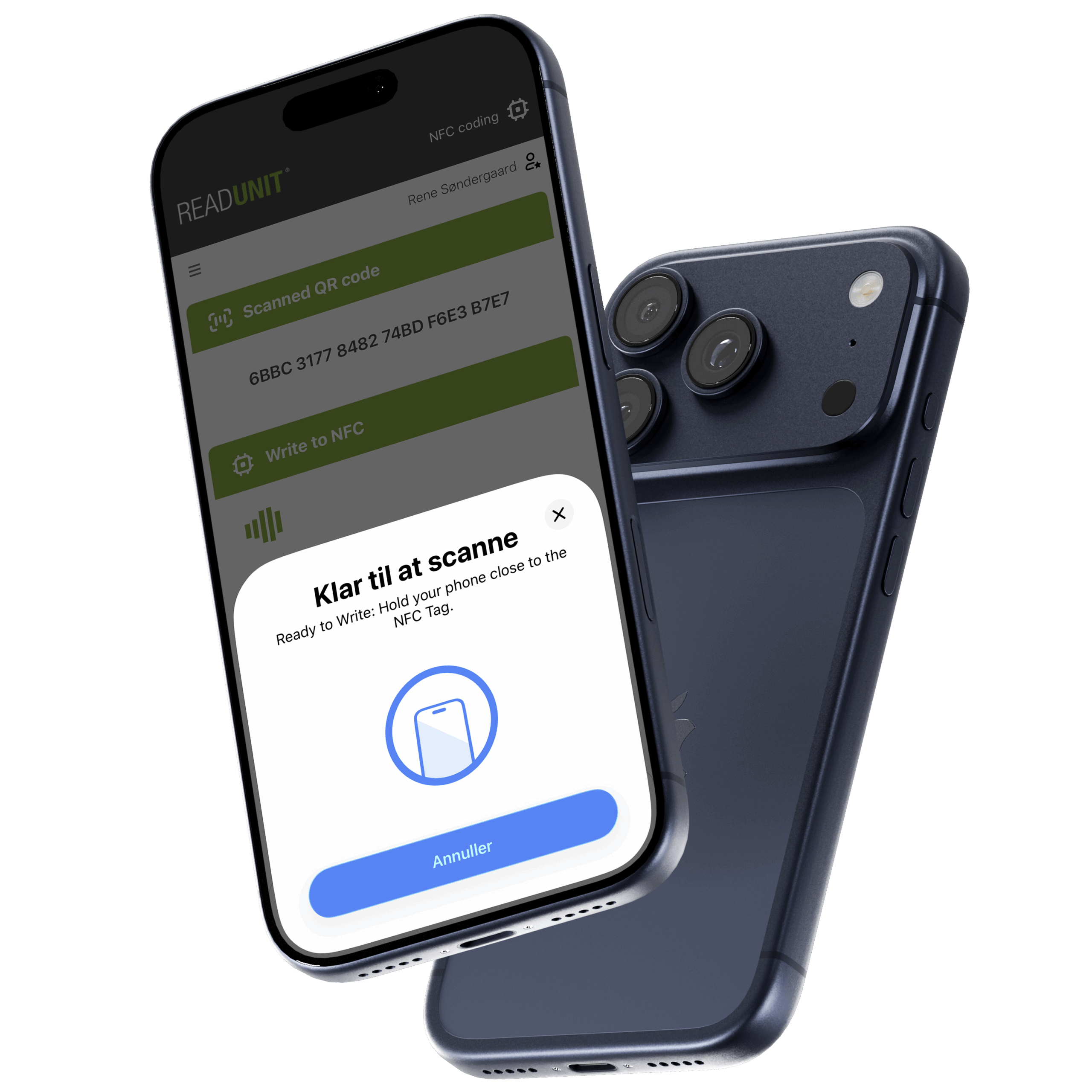 Rfid scanner and a phone that displays the scanning result